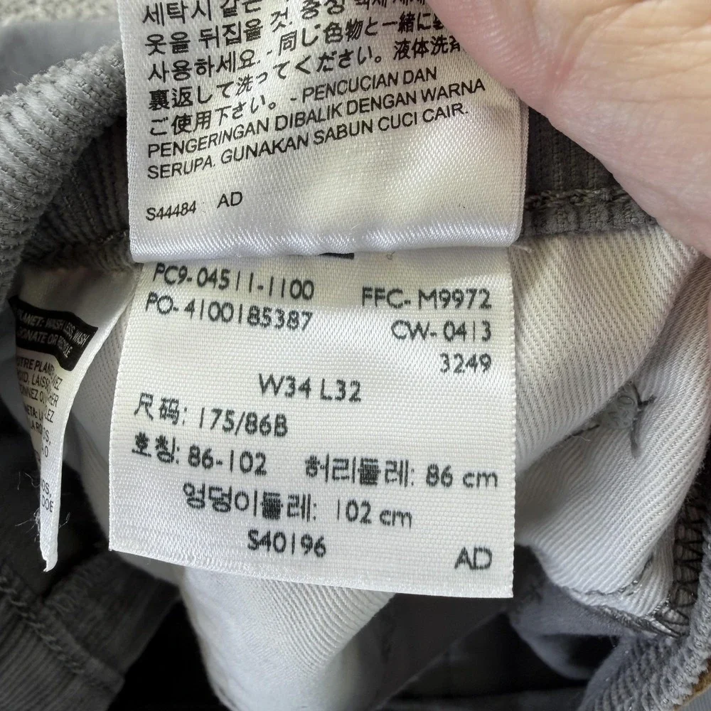 Levis 511 Slim Jeans Mens 34x32 Gray Corduroy Stretch Denim Casual Pants